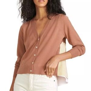 Veronica Beard Merino Wool Shirt Cardigan Liatris Brown Size Small